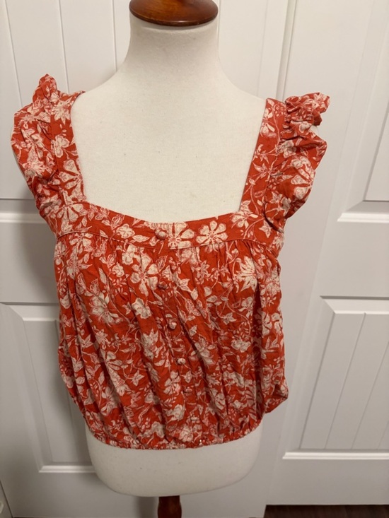 Melrose and Market Tops - Melrose and Market Rust Floral Square-Neck Ruffle Tank